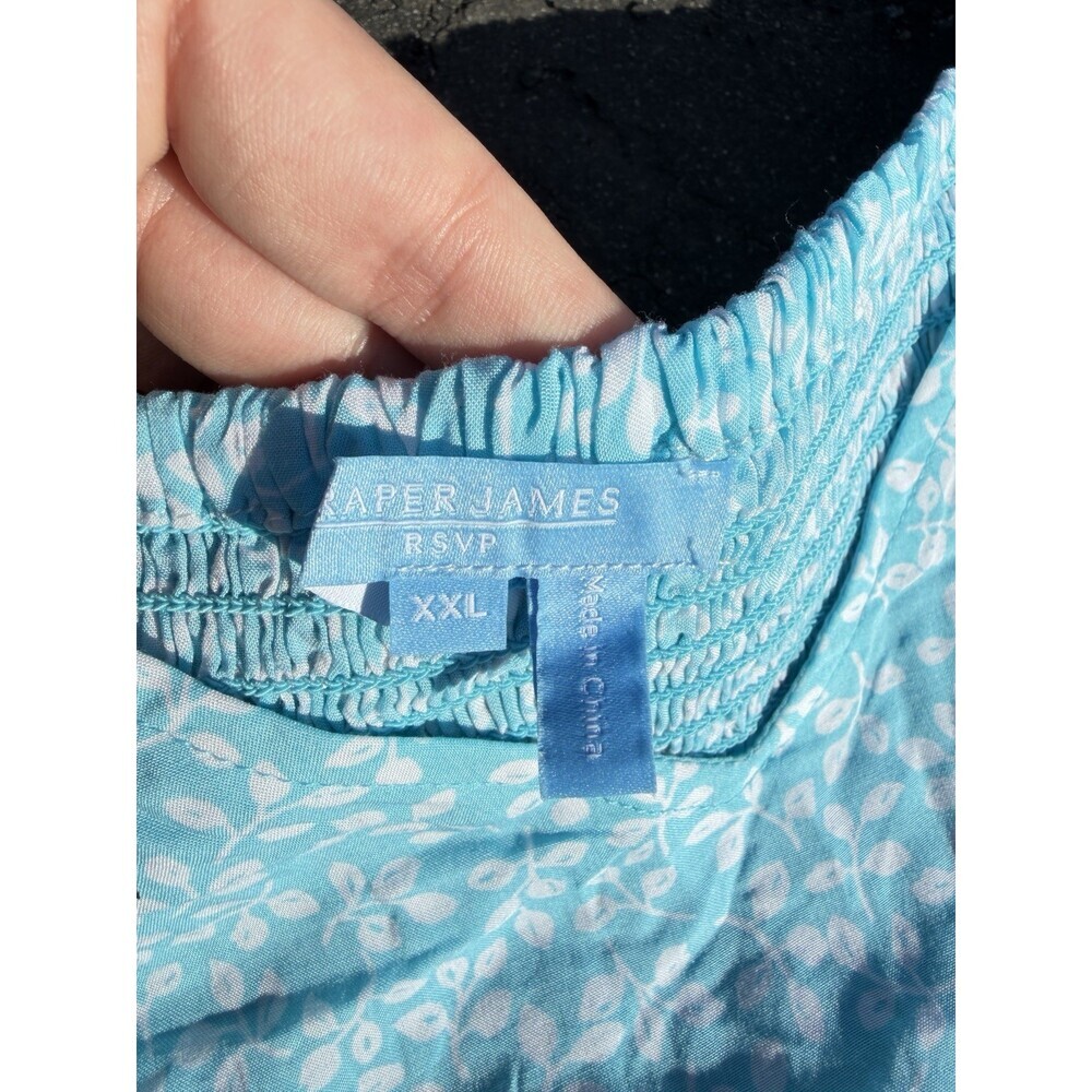 Draper James RSVP Light Blue Floral Ruffle Peplum Tank Top – Size XXL - Picture 4 of 8